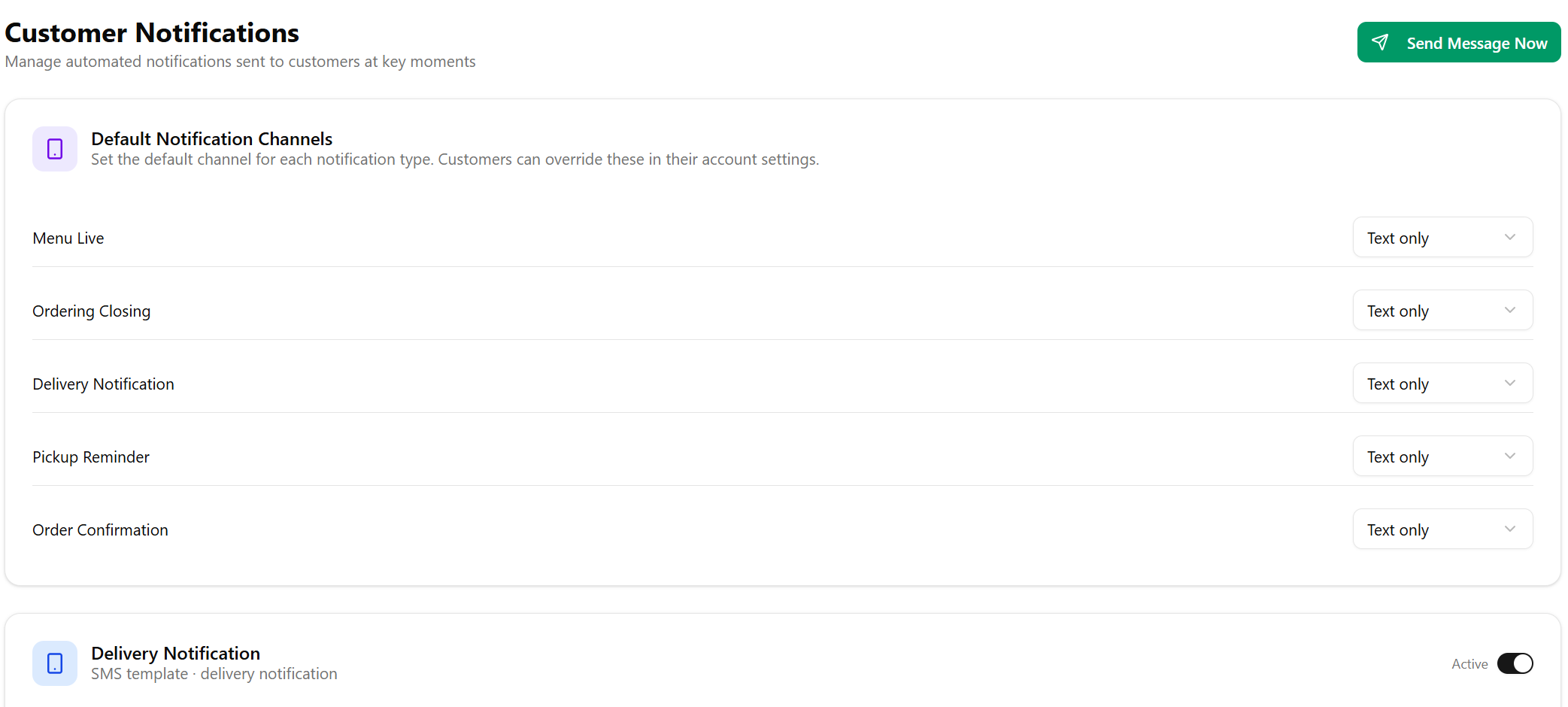 KitchenStack customer CRM — order history and two-way messaging